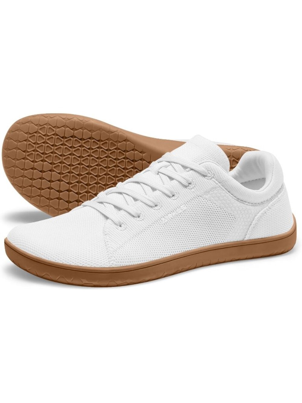 Women's White/Gum Knit Minimalist Barefoot Zero Drop Casual Walking Sneakers